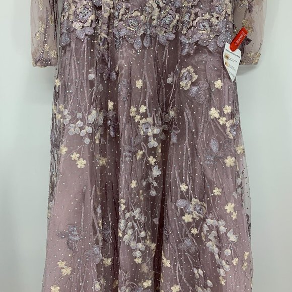 Mac Duggal Dress 20402 Floral Embroidered Long Sleeve Mesh Gown - Picture 8 of 16